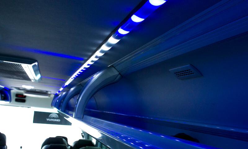 mood lighting on luxury coach